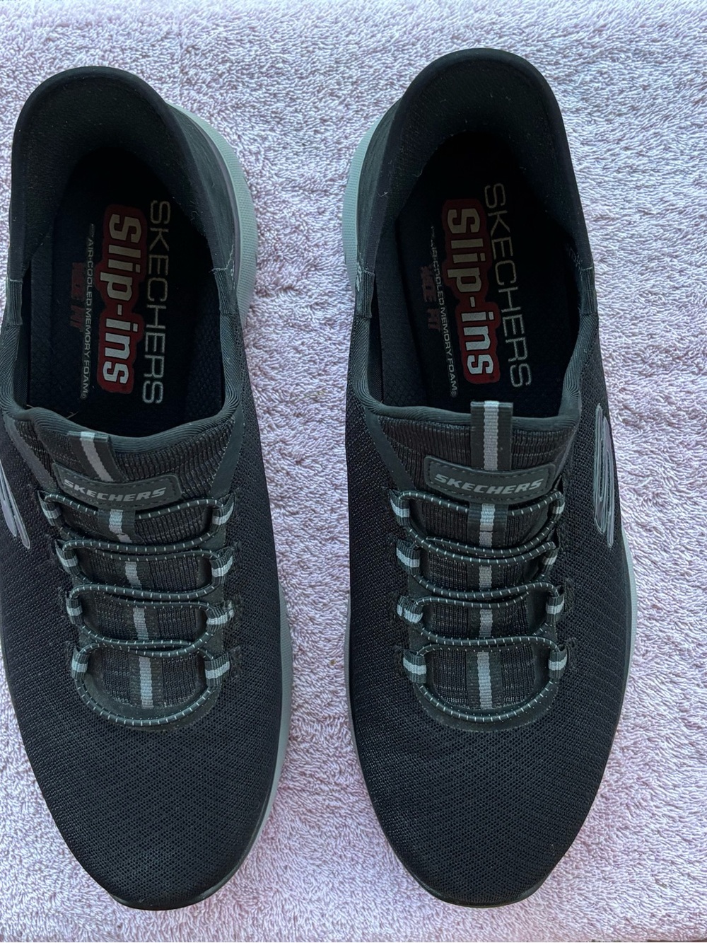 Skechers Slip-ins Black and Gray Athletic Sneakers Men’s Size 10.5 Wide Fit.